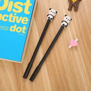 Creative panda figurine black gel pens set for school and office stationery supplies