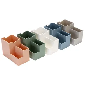 Minimalist multi-functional plastic desk organizers in five colors for office supply