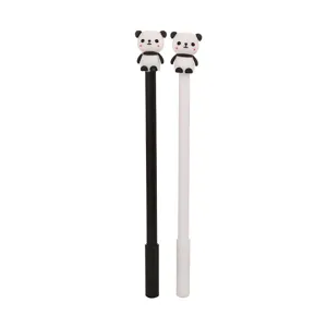Set of two creative and cute panda topper gel pens in black and white for school students