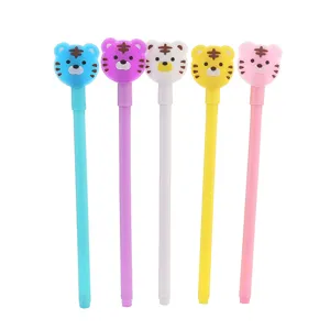 Lot de cinq stylos gel créatifs en forme de tigre aux couleurs vives pour étudiants