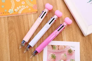 Cute heart-shaped topper 6-color ballpoint pens set for journaling and creative writing
