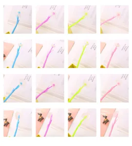 Griglia dettagliata che mostra 16 varianti di penne gel creative a forma di fiore.