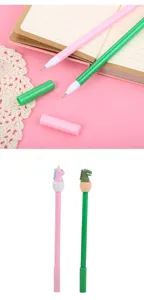 Stylos gel mignons dinosaure et licorne en rose et vert avec figurines en forme d'œuf