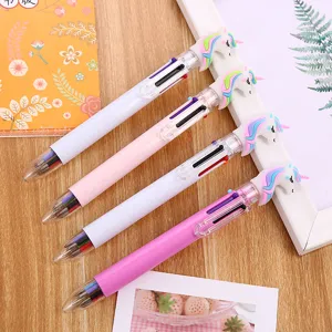 Cute unicorn multi-color ballpoint pen with six ink colors for creative journaling