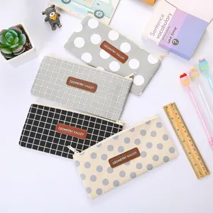 Korean Style Oxford Cloth Pencil Case Geometry Valley Pattern Rectangular Stationery Storage Bag For Students School Office