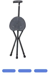 Folding cane stool for elderly, lightweight aluminum walking stick seat with 3 legs for daily use.