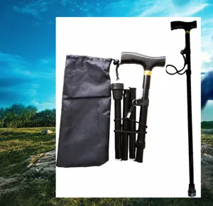 Klappbarer Aluminium Gehstock für Senioren, leichter Trekkingstock mit Aufbewahrungstasche.