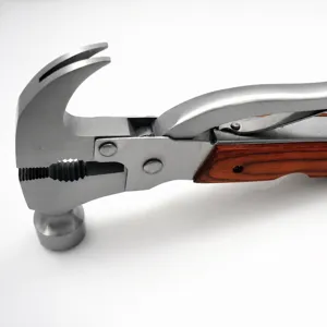 Marteau multifonctionnel de camping en plein air outil de survie portable avec pince et manche en bois