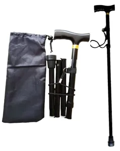 Verstellbarer Faltbarer Gehstock mit T-Griff, leichte Aluminium Trekkingstock für Senioren.