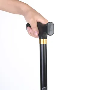 Bastone da passeggio regolabile in alluminio con manico a T per la mobilità degli anziani.