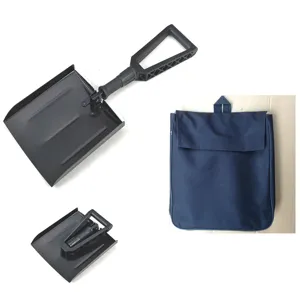 Pala da neve pieghevole con borsa di stoccaggio, attrezzo metallico portatile invernale.