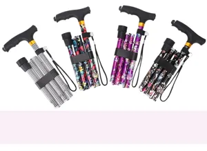 Foldable walking cane for elderly adjustable aluminum portable mobility aid 4 patterns