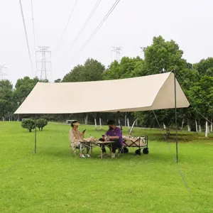 Outdoor Camping Black Glue Canopy Rainproof Oxford Cloth Sunshade Awning Hexagonal Canopy Tent For Hiking Camping