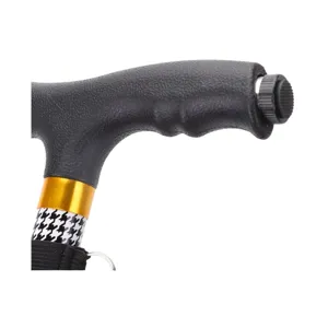 Ergonomic folding walking cane handle close-up, durable and comfortable design.