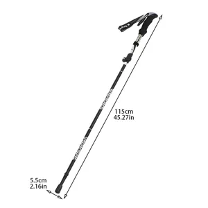 Adjustable aluminum alloy trekking pole with ergonomic handle and black geometric pattern.