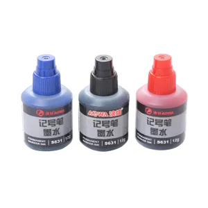 Botellas de tinta de marcador permanente 12g recargables en negro rojo y azul plumas