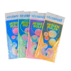 Set de règles à dessin spirographe créatives pour enfants en quatre couleurs néon