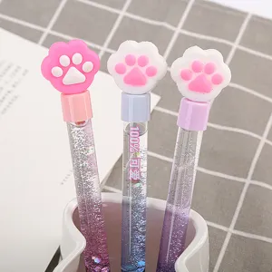 Simpatiche penne a sabbia mobile a zampa di gatto con glitter scintillanti per studenti