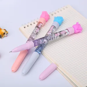 Penne gel creative con punta a rosa, sabbie mobili liquide e paillettes per studenti