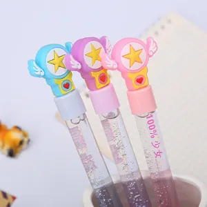 Penne creative a forma di bacchetta magica con sabbie mobili e glitter per cancelleria