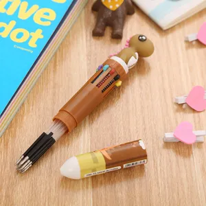 Cute brown dinosaur 10-color multi-ink ballpoint pen for students journaling
