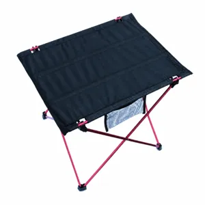 Outdoor portable folding camping table with mesh storage bag and durable aluminum frame