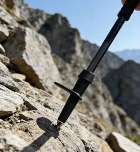 Punta in acciaio al tungsteno per bastone da trekking vista dettaglio accessorio sportivo