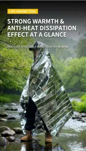 Manta térmica de emergencia para exteriores impermeable Mylar plata supervivencia 1pz