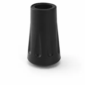 Detailansicht des schwarzen Gummi-Trekkingstockspitzenschutzes, langlebiges Zubehör.