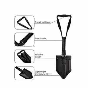 Pelle tactique pliante multifonctionnelle camping en plein air outil de creusement noir.