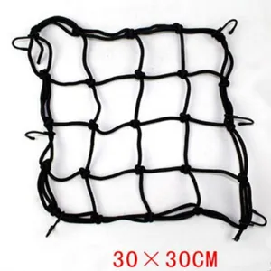 Rete elastica nera per bagagli 30x30cm supporto per casco da moto per stoccaggio.