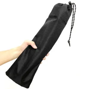 Sac de rangement portable noir avec fermeture a cordon pour equipement de camping en plein air