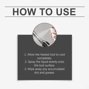 Detailed cleaning spray instruction guide showing easy steps to maintain your hair styling tools.