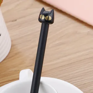 Penna gel creativa a forma di gatto nero cancelleria carina per studenti e ufficio