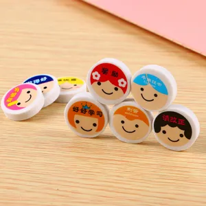 Simpatici Gomme per Cancellare TPR Rotonde con Faccina Sorridente del Fumetto per Bambini Studenti Scuola Cancelleria Premi di Apprendimento Regali di Compleanno Festa
