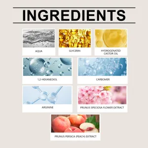 Detailed ingredient chart showing natural extracts like peach and cherry blossom for hair care