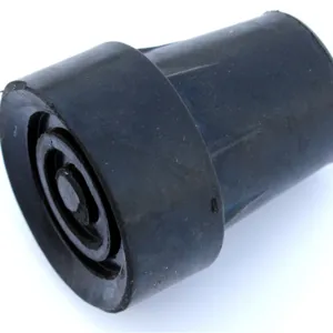 Durable black rubber crutch tip replacement anti slip cane foot protector pad main view