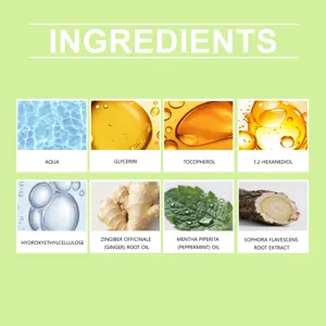 Hair essence ingredient detail infographic showing active botanical extracts and nourishing components.