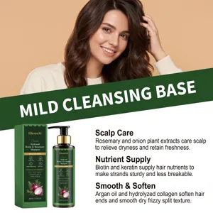 GleamXi rosemary onion biotin shampoo nourishes scalp, strengthens hair and smooths frizz.