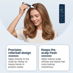 GleamXi Rosmarin Kopfhaut Serum Roller für erfrischende und feuchtigkeitsspendende Haarpflege.