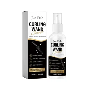 JUE FISH Curling Wand Cleaner Hair Styling Tool Care Spray 100ml bottle and box