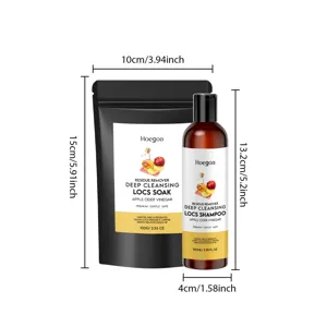 HOEGOA apple cider vinegar locs hair care set detail showing size and product packaging.