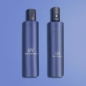 Sombrilla de Sol UV Automática Plegable Revestimiento de Pegamento Negro Paraguas de Lluvia A prueba de viento Paraguas de Viaje Portátil