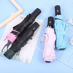 Paraguas plegable compacto con botón automático, protección UV revestimiento negro, set.