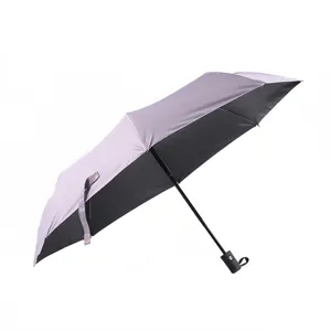 Paraguas plegable automático con revestimiento de protección UV negro, elegante parasol.