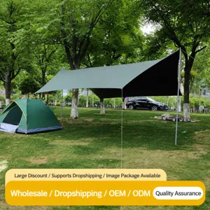 Auvent de Camping Extérieur Imperméable Portable Abri Solaire Protection UV Tente en Tissu Oxford pour Pique-nique Jardin Plage
