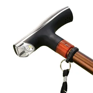 Verstellbarer Gehstock mit integrierter LED-Leuchte, leichter Aluminium-Gehhilfe-Griff für Senioren.