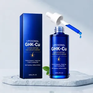 Liposomal GHK Cu Copper Peptide Hair Growth Serum Scalp Care Nourishing Volumizing Hair Treatment Liquid With Dropper