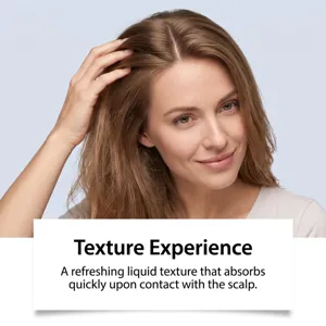 Scalp care serum with refreshing liquid texture for fast absorption and healthy hair.