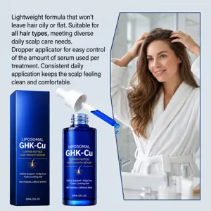 Copper peptide hair growth serum with dropper applicator for fuller and healthier hair care.